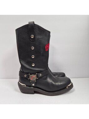 VTG Red Wing 1670 Women's Black Leather Motorcycle Boots US Size 7B 07/05